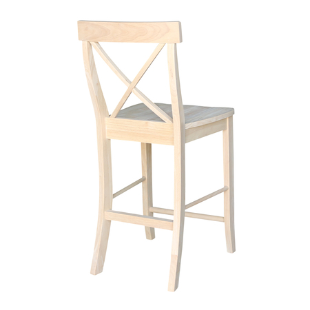 International Concepts X-Back Stool, 24" Seat Height, Unfinished S-6132
